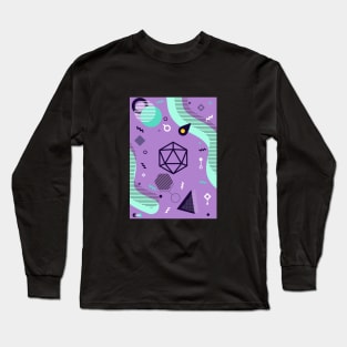 Polyhedral Dice Set Memphis Design Lavender Teal Tabletop RPG Long Sleeve T-Shirt